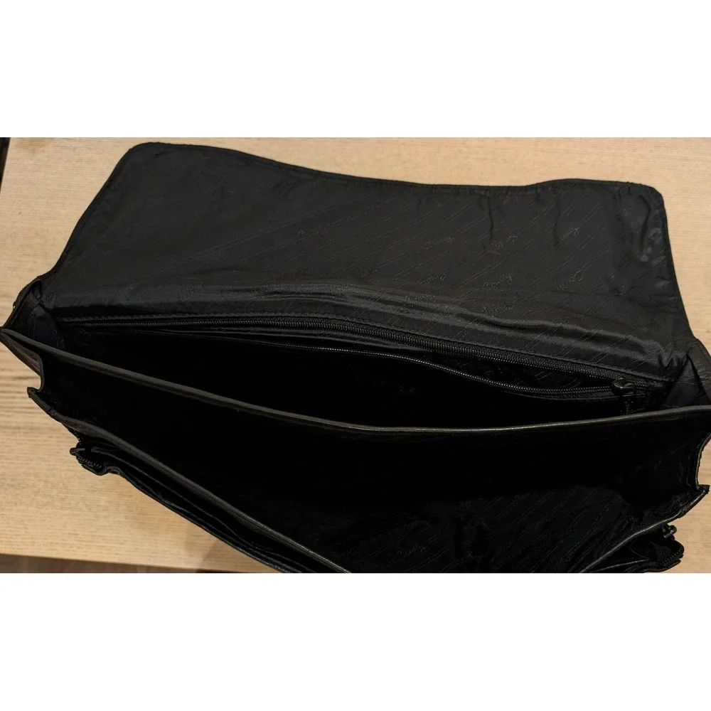 Scully Black Leather Messenger Bag Briefcase Buckle Flap Laptop Satchel Attache